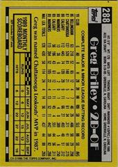 Back Of Card | Greg Briley Baseball Cards 1990 Topps