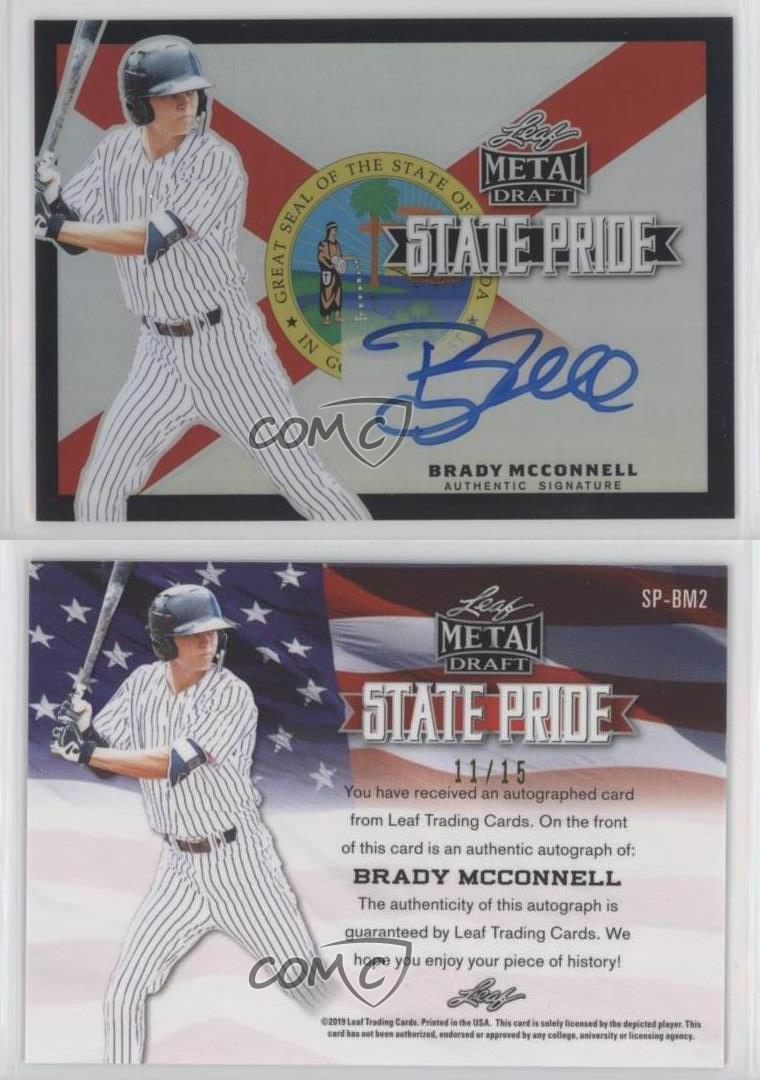 Brady Mcconnell #SP-BM2 Baseball Cards 2020 Leaf Metal Draft 2019 Flashback State Pride Autographs