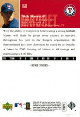 Back | Nick Masset Baseball Cards 2006 Upper Deck