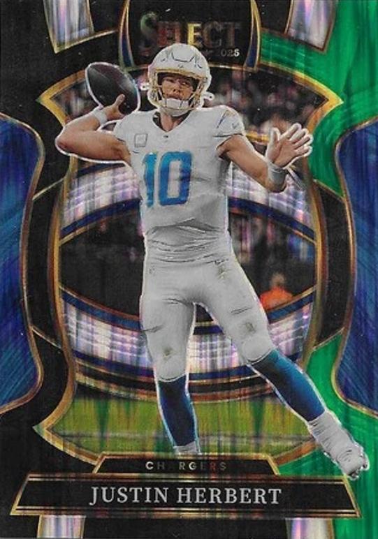 2025 Panini Select Justin Herbert [Black Green Prizm Shock] #1 card