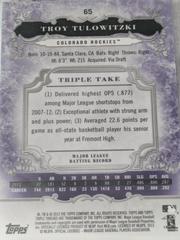 Back | Troy Tulowitzki [Purple] Baseball Cards 2013 Topps Triple Threads