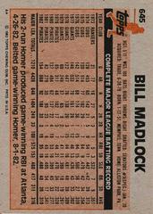 Back Of Card | Bill Madlock Baseball Cards 1983 Topps