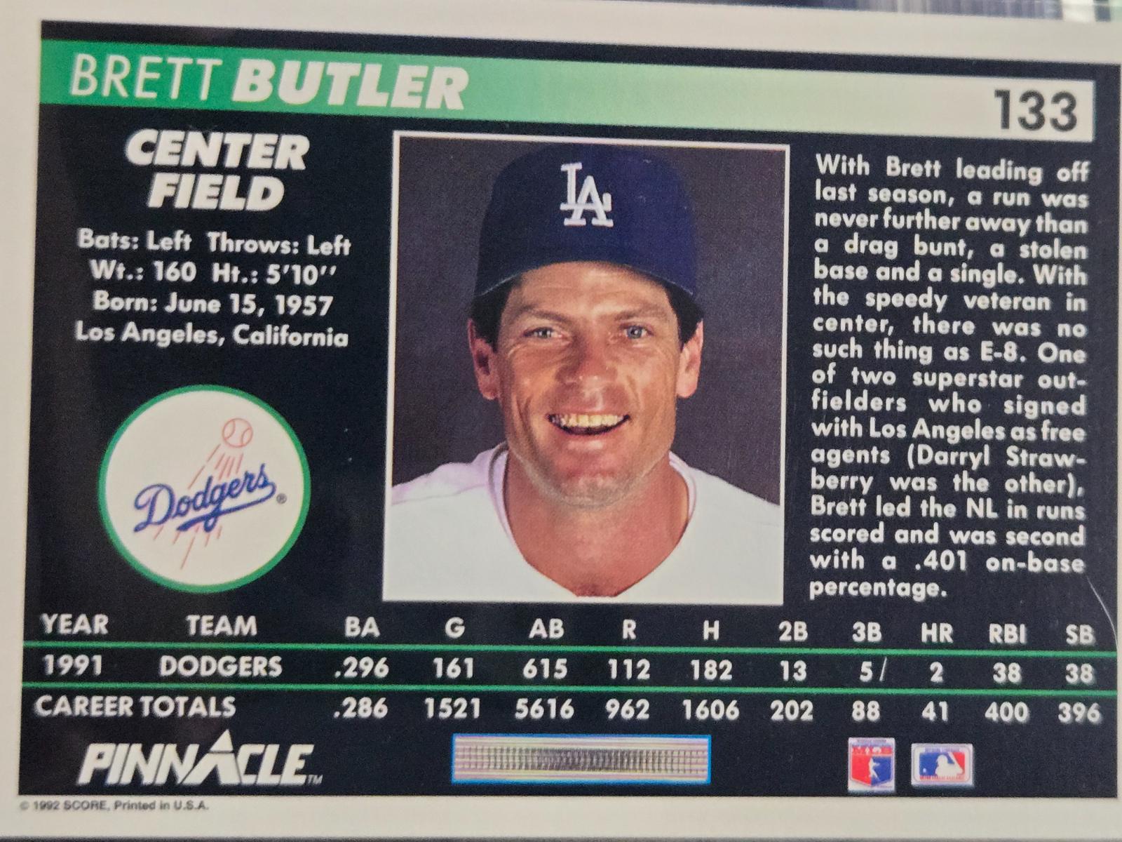 Brett Butler #133 Prices | 1992 Pinnacle | Baseball Cards