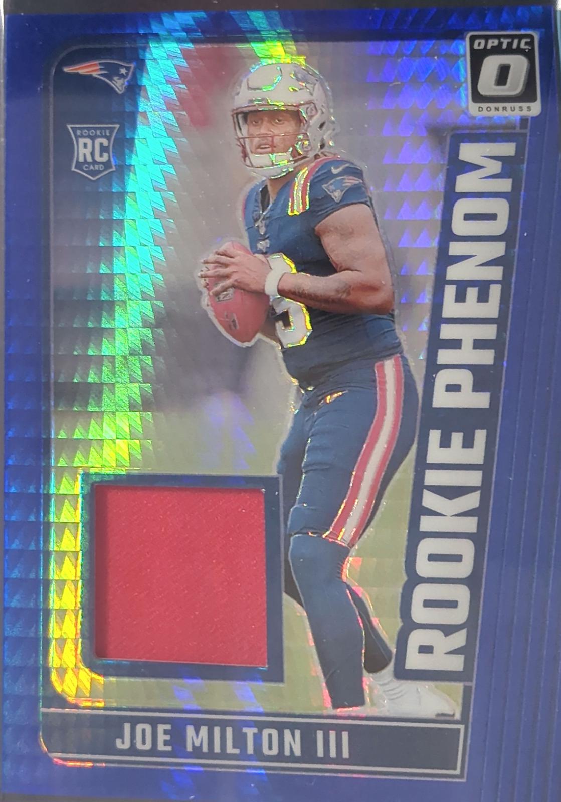 Joe Milton III #RPB-JMN Football Cards 2024 Panini Donruss Optic Rookie Phenom Blue Hyper