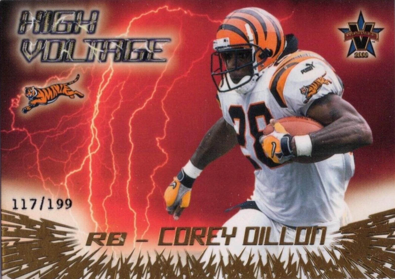 Corey Dillon #5 Football Cards 2000 Pacific Vanguard High Voltage
