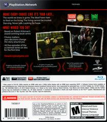 Back Cover | The Walking Dead: A Telltale Games Series [Limited Edition] Playstation 3