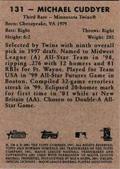 Back Of Card | Michael Cuddyer Baseball Cards 2001 Bowman Heritage