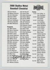 Checklist #2 Baseball Cards 2000 Metal