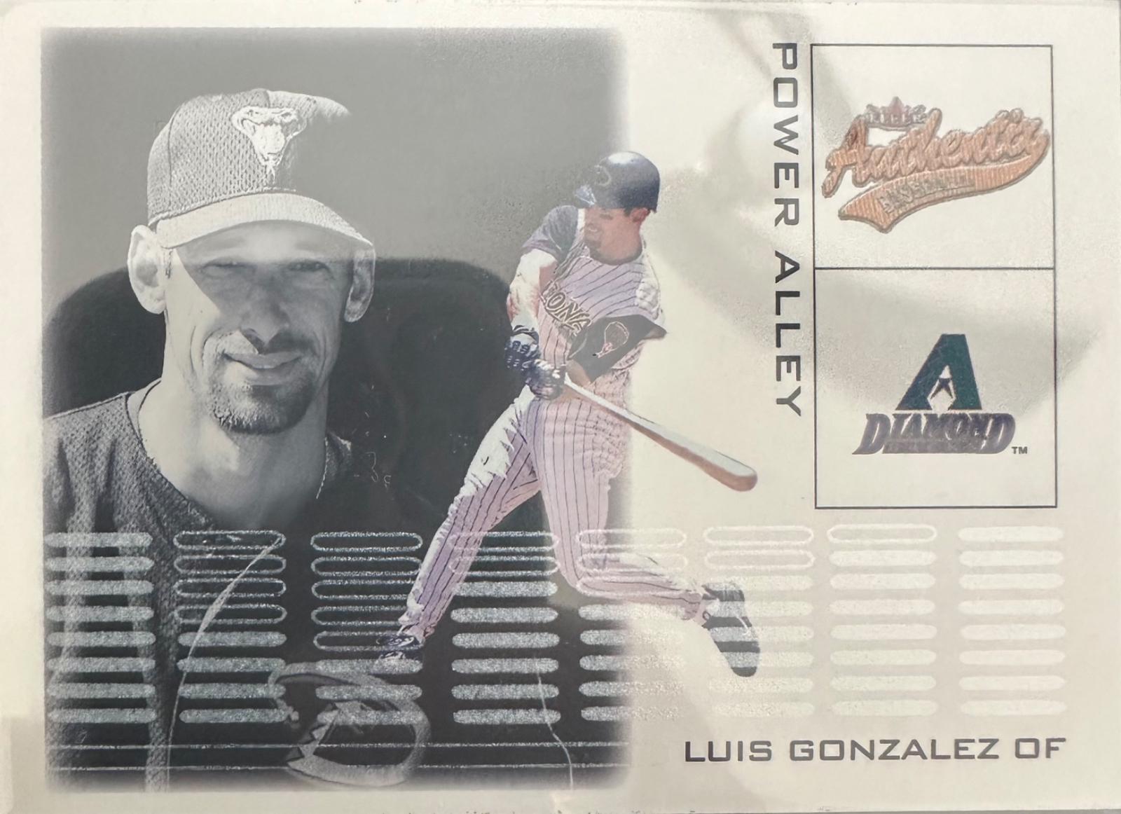 Luis Gonzalez #3PA Baseball Cards 2002 Fleer Authentix Power Alley
