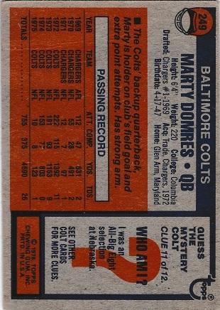 Marty Domres #249 Prices | 1976 Topps | Football Cards