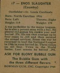 Back | Enos Slaughter Baseball Cards 1948 Bowman