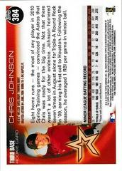 Back Of Card | Chris Johnson Baseball Cards 2010 Topps