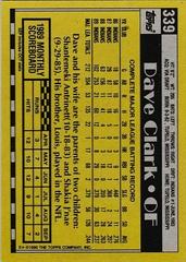 Back Of Card | Dave Clark Baseball Cards 1990 Topps