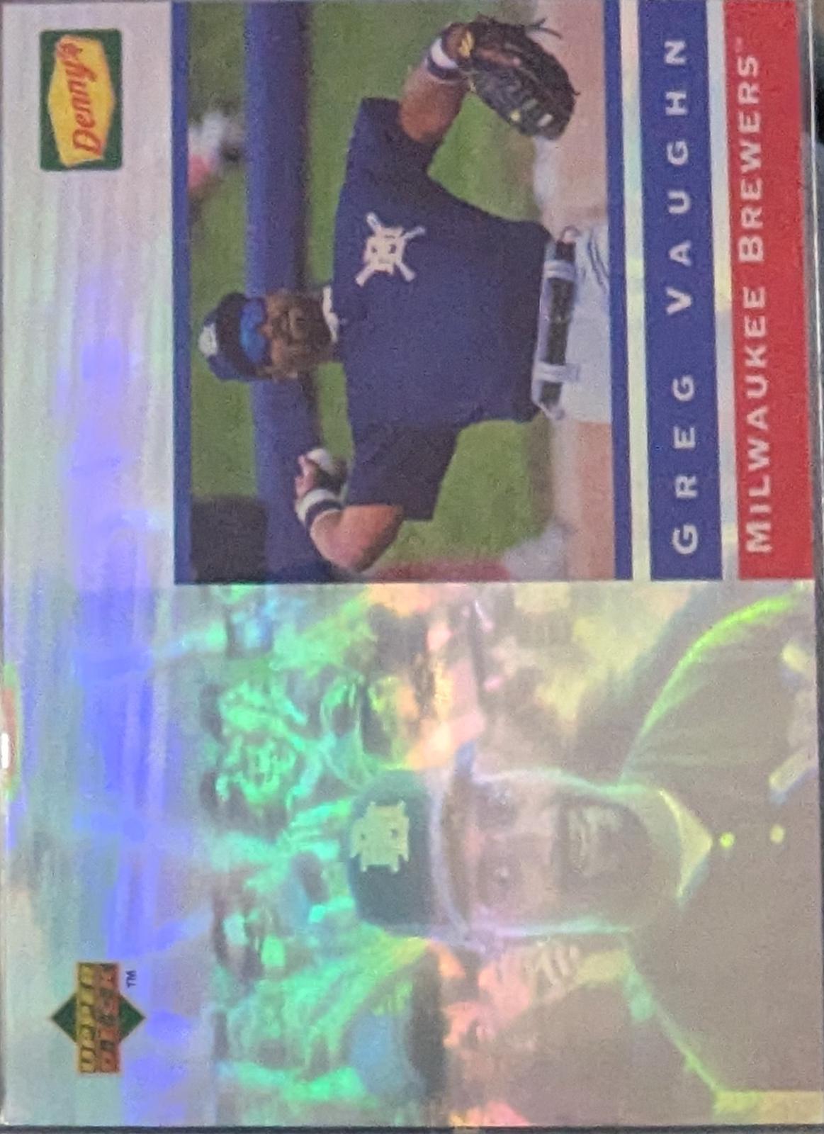 Greg Vaughn #27 Baseball Cards 1995 Upper Deck Denny's Holograms