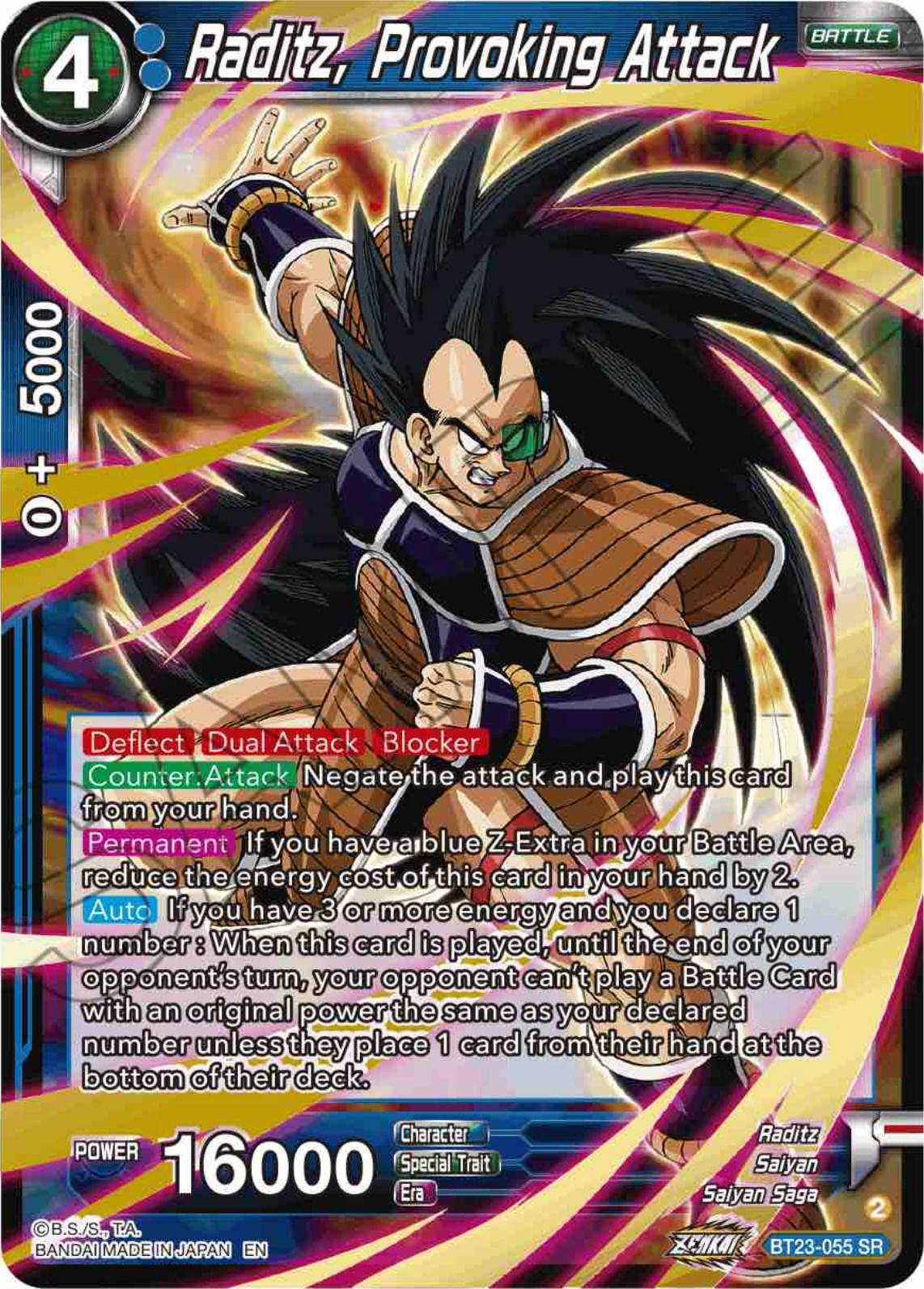 Raditz, Provoking Attack front