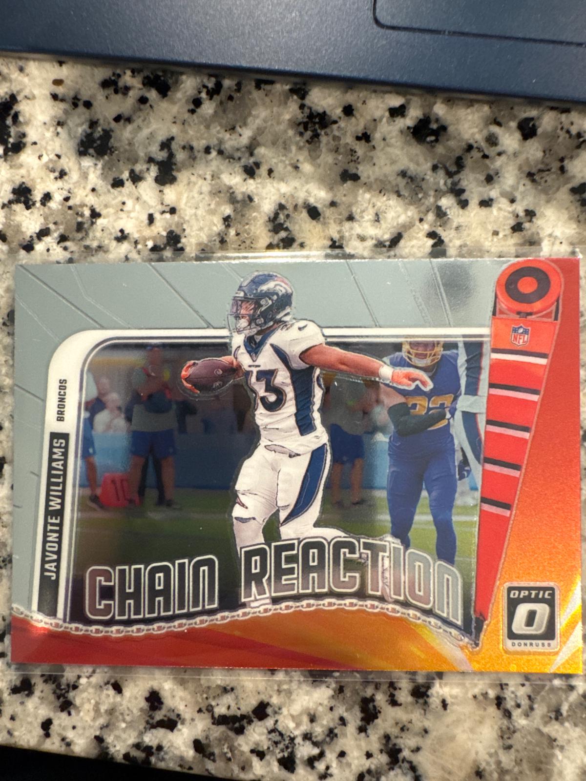 Javonte Williams #9 Football Cards 2024 Panini Donruss Optic Chain Reaction