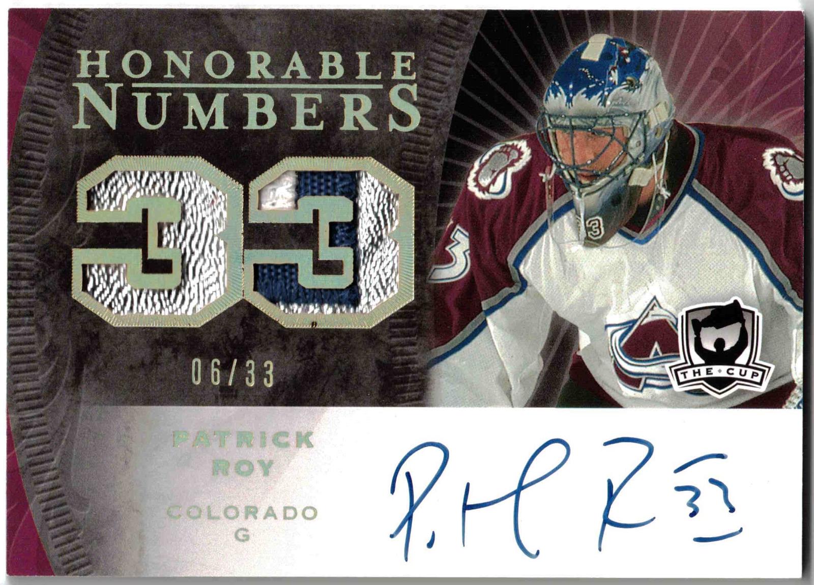 Patrick Roy #HN-PR Hockey Cards 2008 Upper Deck the Cup Honorable Numbers