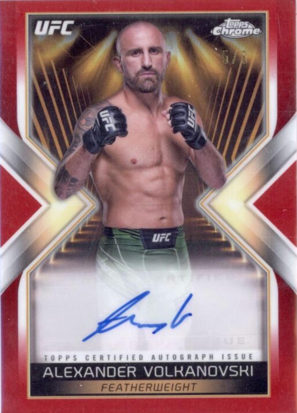 Alexander Volkanovski [Red Refractor] #MEA-AVO Ufc Cards 2024 Topps Chrome UFC Main Event Autograph