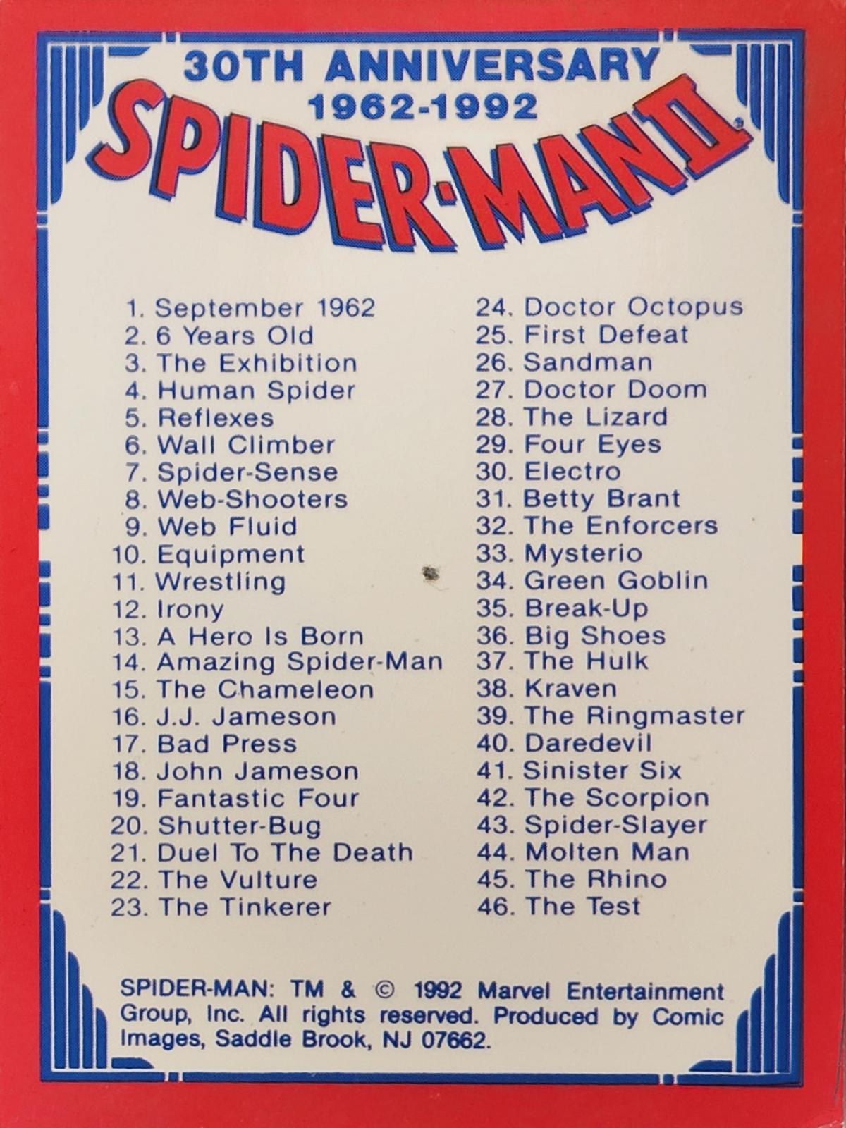 Checklist #90 Marvel 1992 Comic Images Spider-Man II