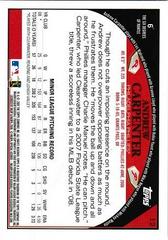 Back Of Card | Andrew Carpenter Baseball Cards 2009 Topps