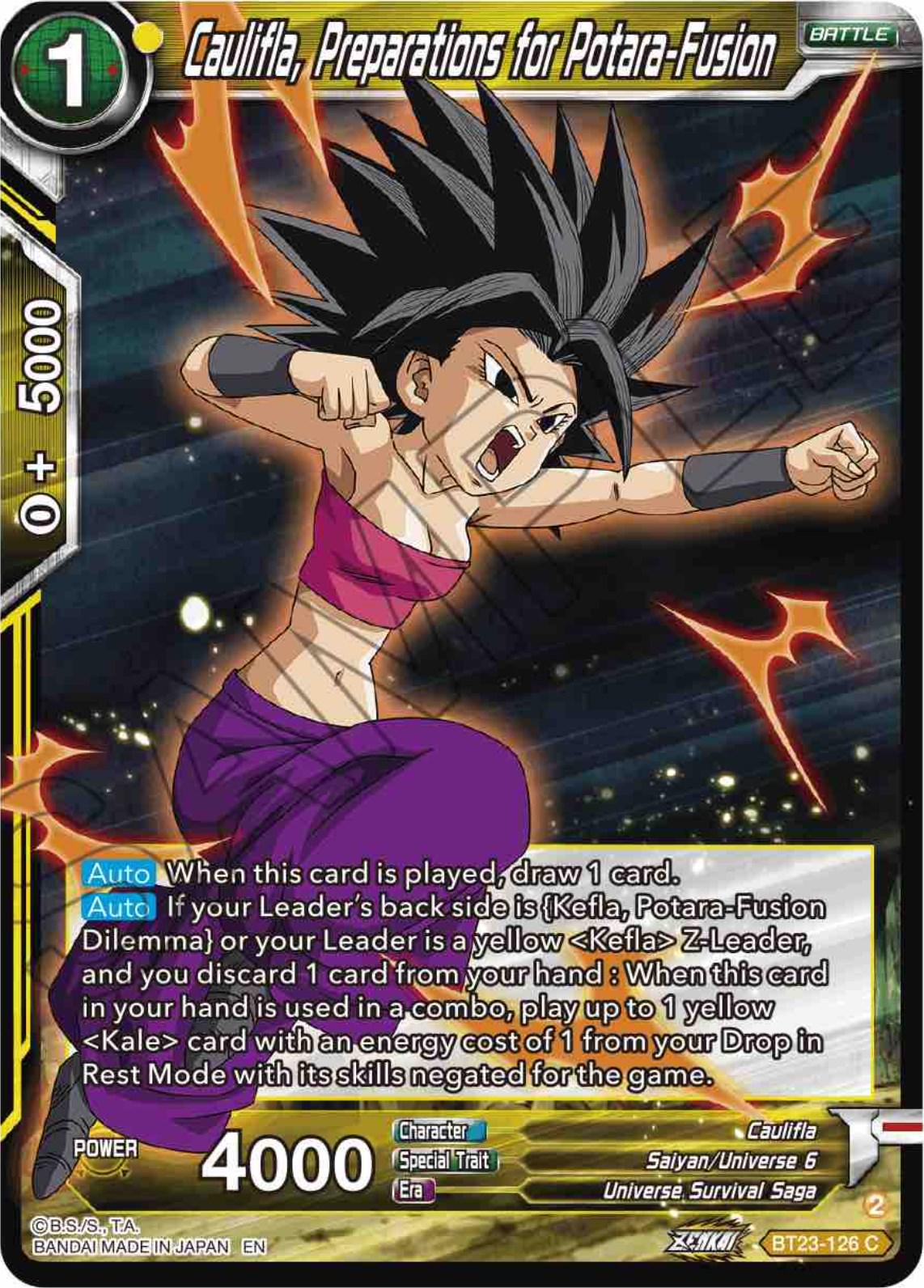 Caulifla, Preparations for Potara-Fusion BT23-126 Dragon Ball Super Perfect Combination