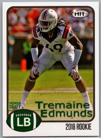 Tremaine Edmunds #81 Football Cards 2018 Sage Hit Premier Draft