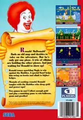 Back Cover | McDonald's Treasureland Adventure Sega Genesis