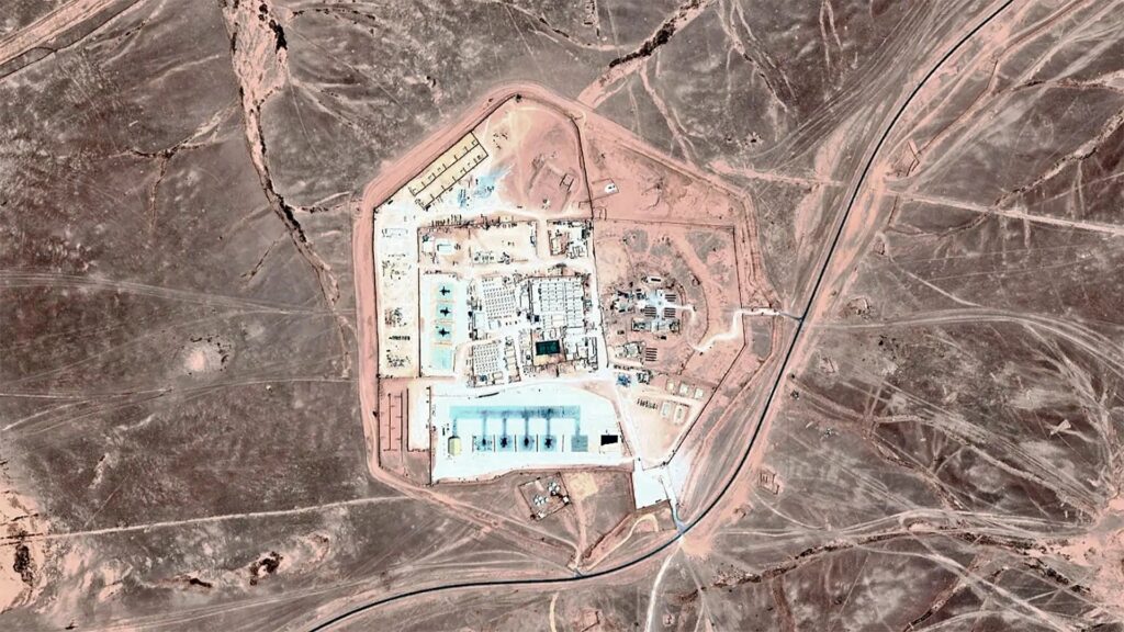 An overhead image of the U.S. base in Jordan