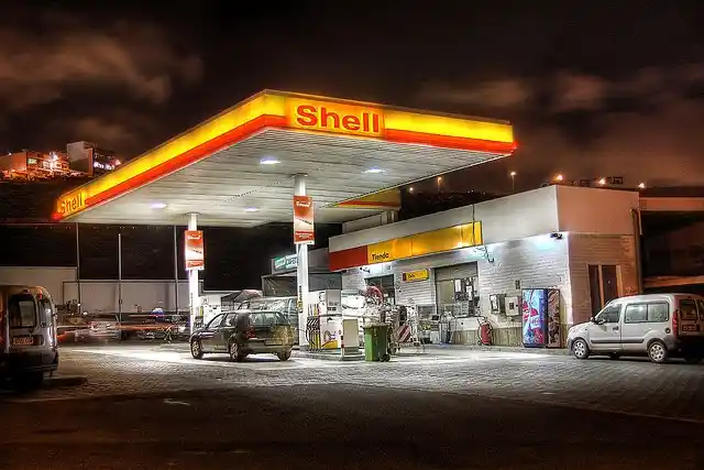 Shell Gas Station at Night