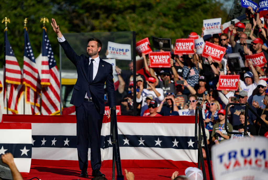 J.D. Vance Waves to Crowd at Republican Rally