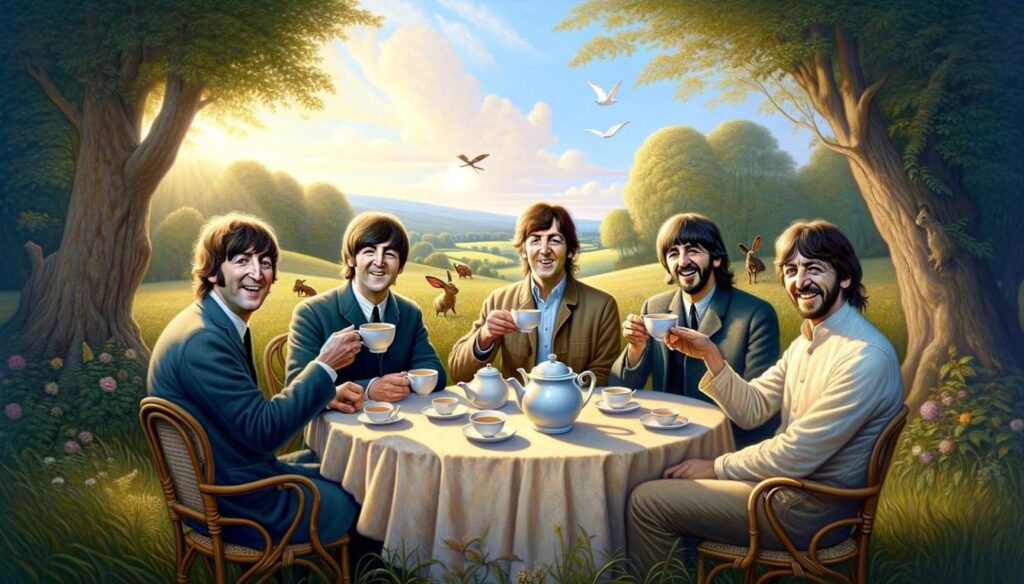 Image of five Beatles created using an artificial intelligence program