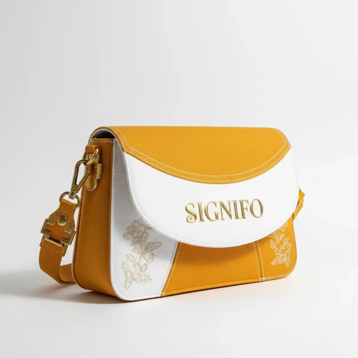 Tas saddle bag marigold yellow dengan desain melengkung yang klasik