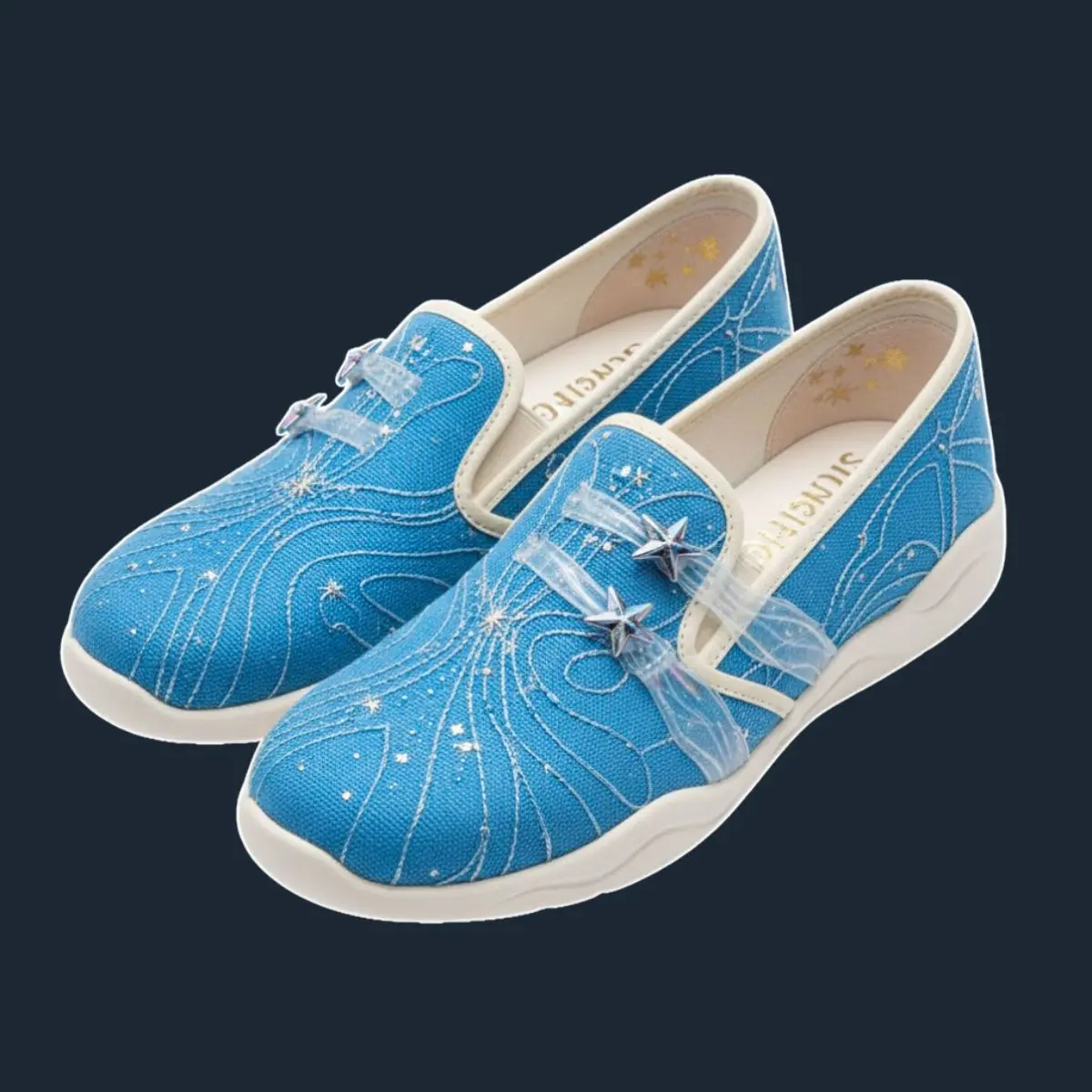 Slip-on Azure Blue dengan bordir perak