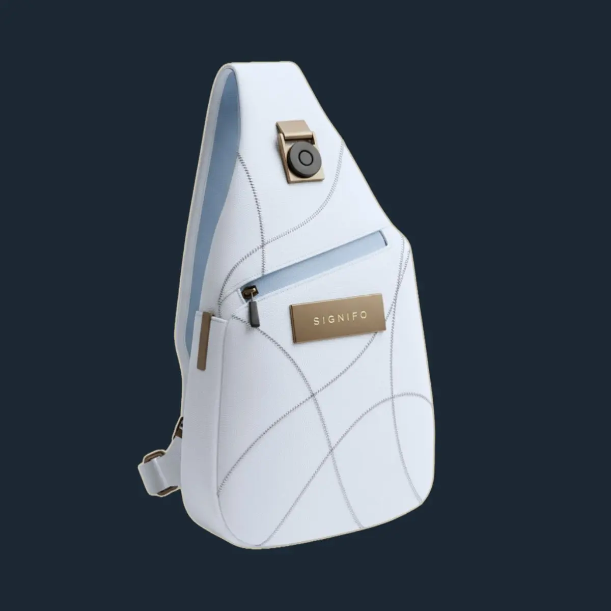 Tas selempang Serenidade Silente Snow White dengan panel anyaman putih.