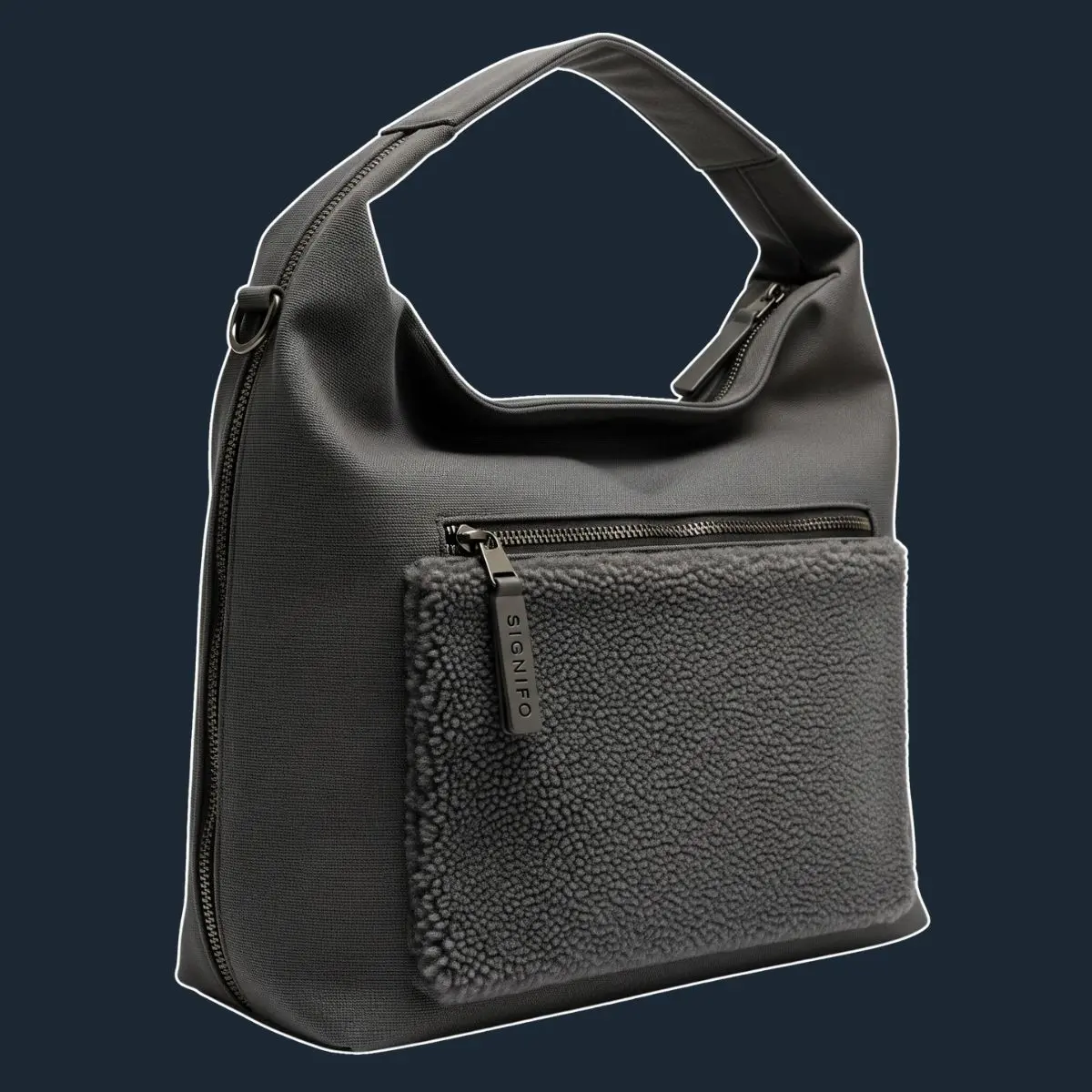 Tonal Texture Tote abu arang dengan tekstur quilted.