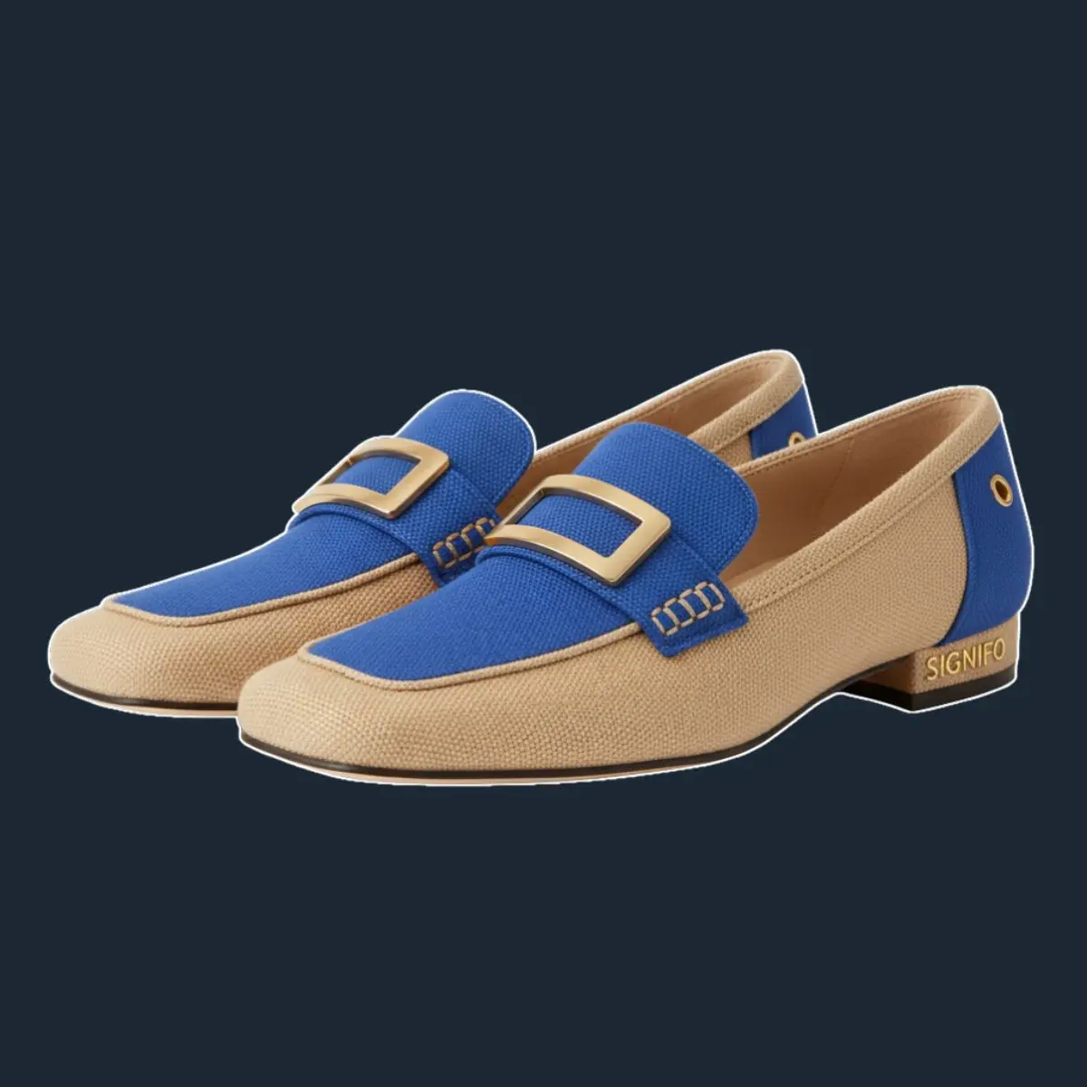 Sepatu loafers Dm Oasis Drift Camel Cream berpadu biru