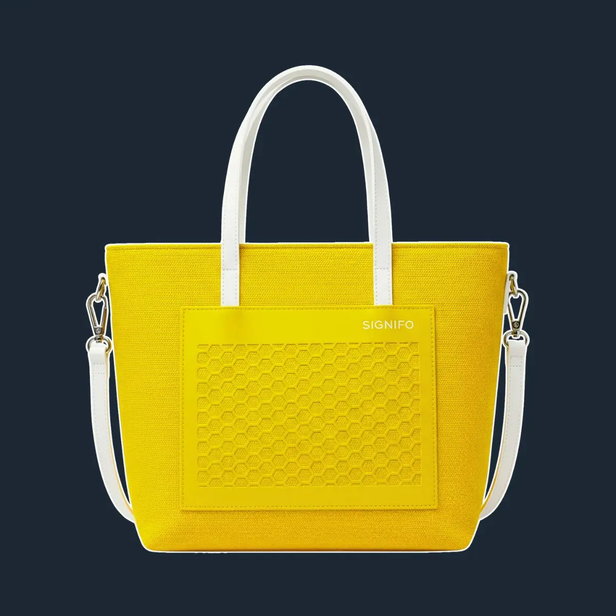 Totebag Tonal Emboss berpola sarang lebah timbul.