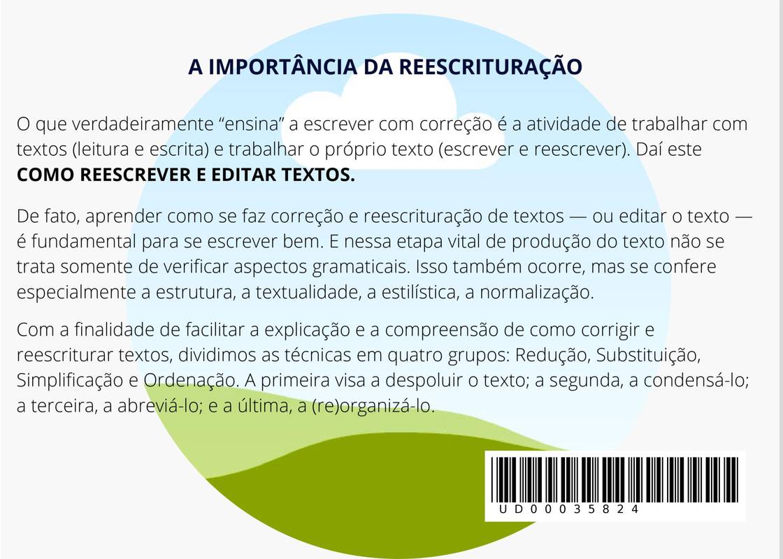 Como reescrever e editar seu texto: Guia prático para cortar, emendar,  simplificar e reescriturar textos eBook : Guimarães, Antônio Carlos:  : Livros