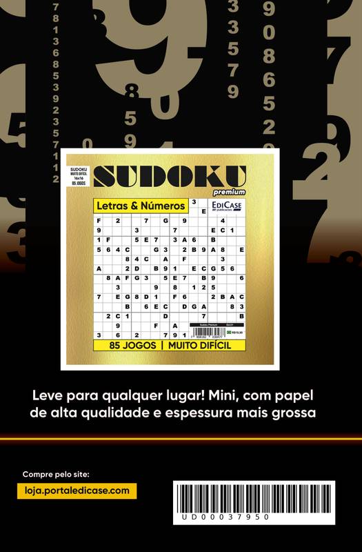 Kit 5 Livros Sudoku - Letras e Números Ed.1: Nível Muito Difícil