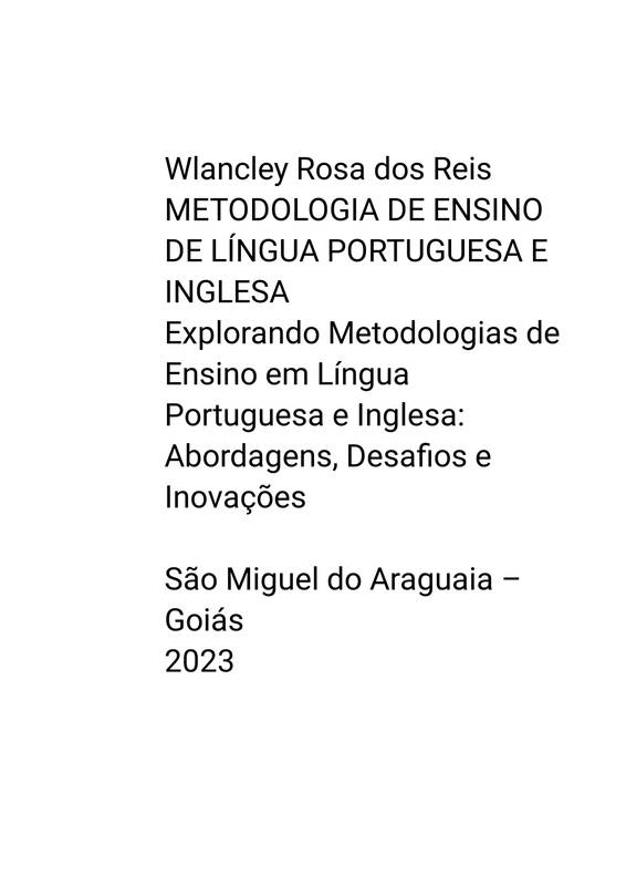 METODOLOGIA DE ENSINO DE LÍNGUA PORTUGUESA E INGLESA