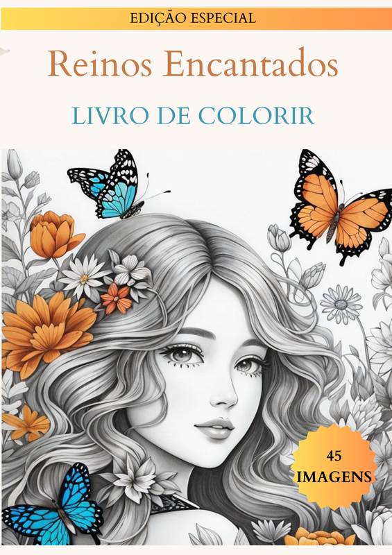 Reinos Encantados: Livro de Colorir com 45 Ilustrações