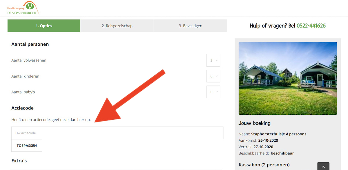 Kortingscode-invoerveld bij Devossenburcht.nl