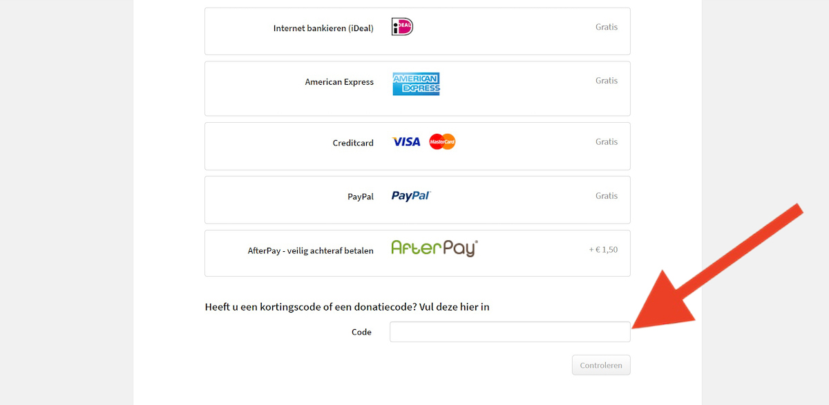 Kortingscode-invoerveld bij Regiobloemist