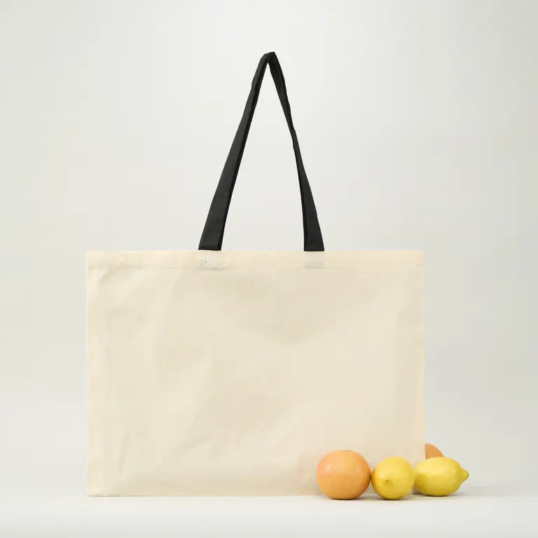 Bolsa de algodón con manilla negra 40x60 (cm)