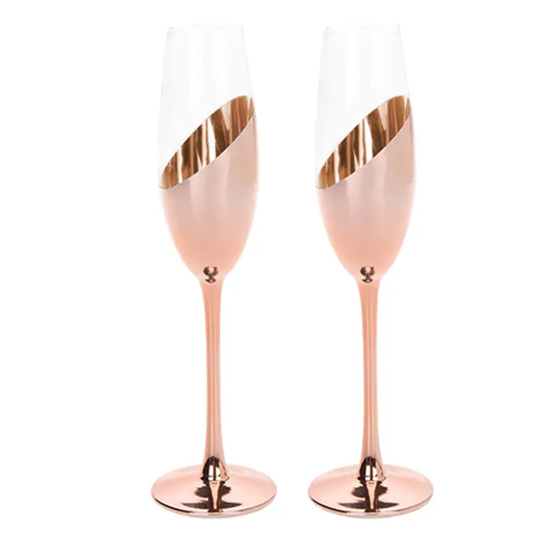 Set de 2 Copas Champagne Encobrizadas M84