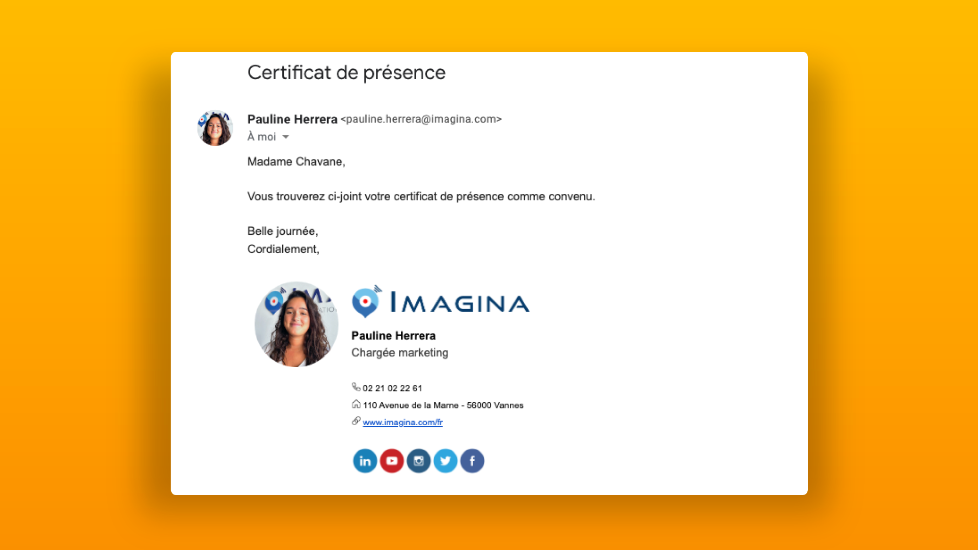 distribution des certificats par mail application evenement imagina