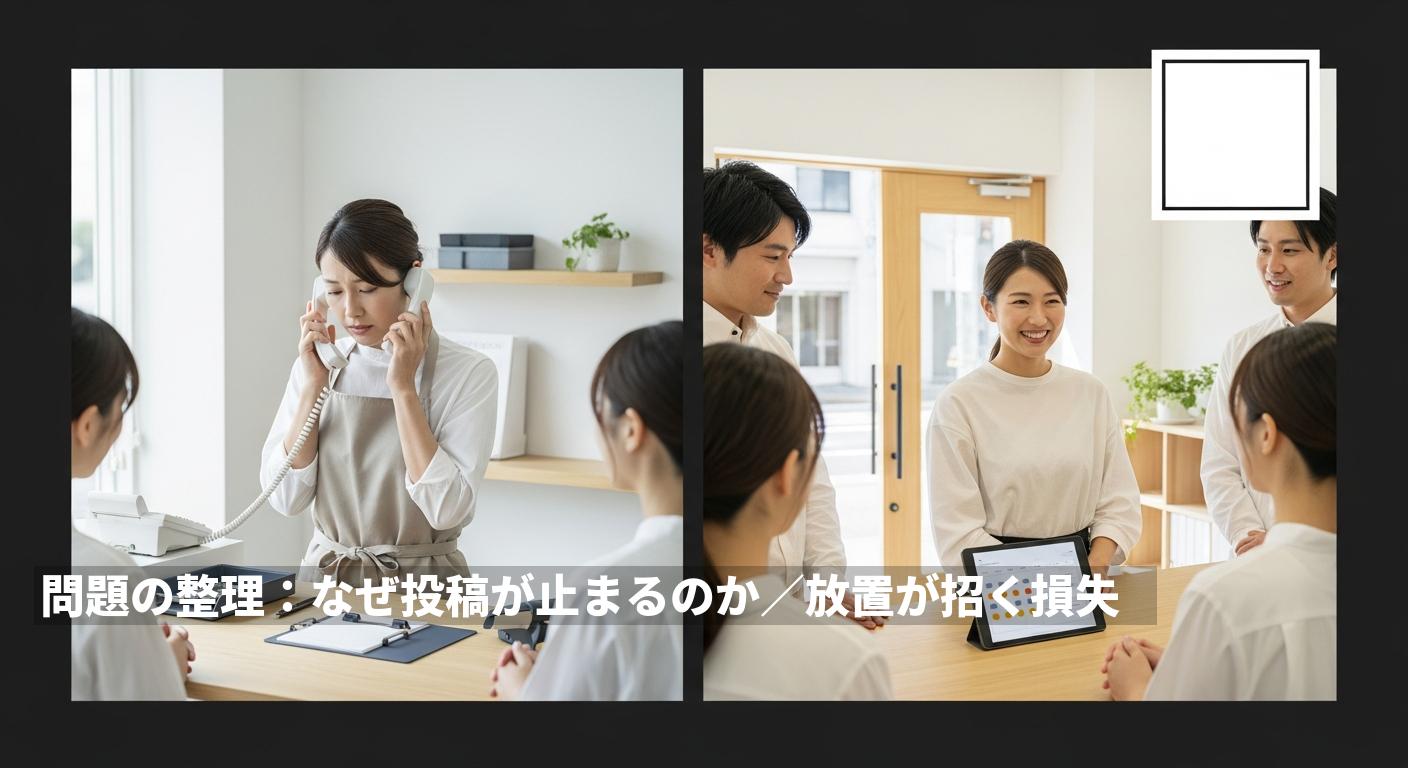 問題の整理：なぜ投稿が止まるのか／放置が招く損失