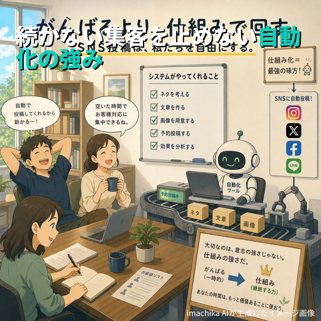 続かない集客を止めない「自動化の強み」 — 仕組みでSNS発信と集客を淡々と回す方法