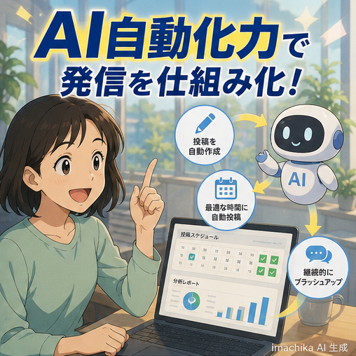 AI自動化,仕組み化,発信継続,効率化,自動投稿 AI自動化で、やる気に頼らない発信が始まります。