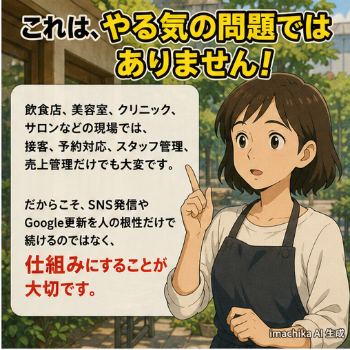 発信改善,根性論否定,仕組み化,運営負担,効率化 続かないのはやる気の問題ではなく仕組み不足です。